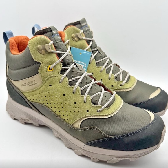 Merrell Mens Speed Solo Mid Hiking Boots US 15 M Green Bone Suede Waterproof NIB - Picture 5 of 9